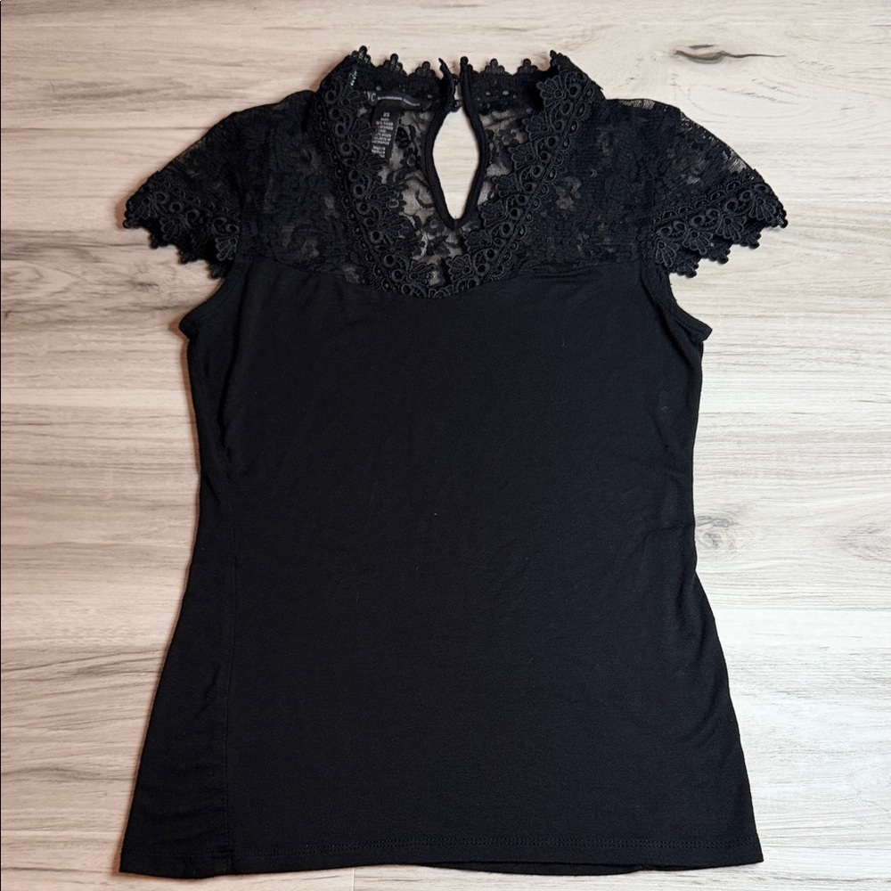 INC Elegant Black Lace Women's Top size XS